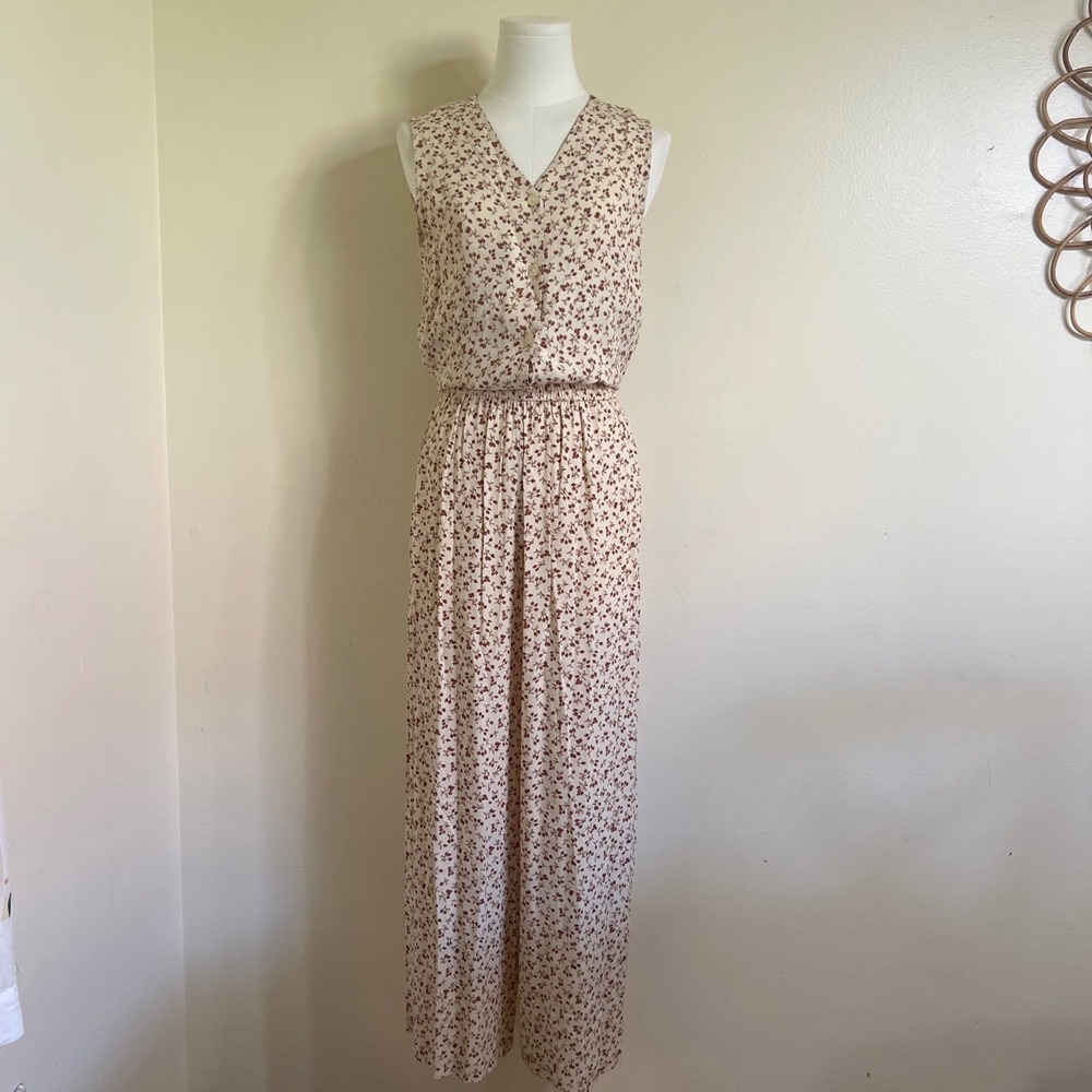Ann Taylor Vintage Floral 2 Piece Set Sleeveless Tunic & Wide Leg Pants Petite P